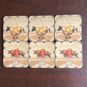 Set of 6 Pimpernel Citrus Fruits cork backed coasters;Made in England